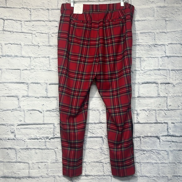 NWT-Talbots Slim Ankle Pants in Cherry Red Mountain Plaid - Picture 6 of 9